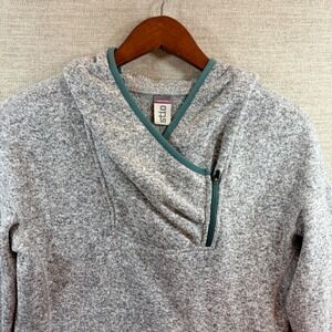 Stio Sweetwater Heather Gray Fleece Hoodie Womens Med Asymmetrical Zip Pullover